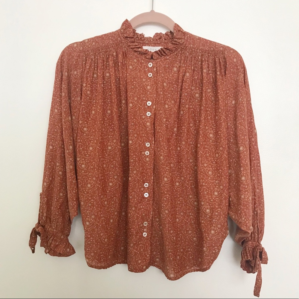 Doen Rose Paisley Floral Blouse Top